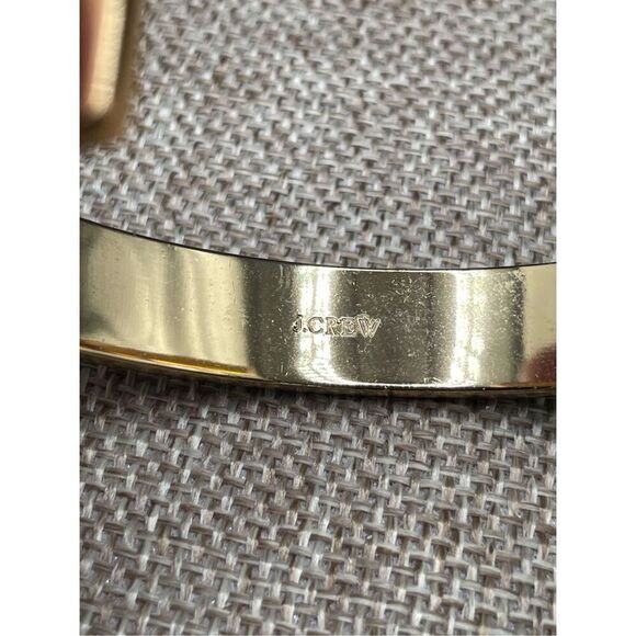 J. Crew Open Cuff Bangle Bracelet Gold Tone With Black Enamel For Smaller Wrists - Picture 5 of 7